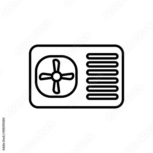 Air source heat pump pixel perfect linear icon. Heating and cooling appliance. Device for home and office. Thin line illustration. Contour symbol. Vector outline drawing. Editable stroke