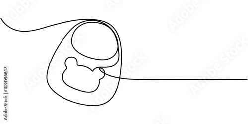 Baby Bib Line Icon, baby bib continuous one line drawing, Baby Bib Template Outline, Bib Open Outline Baby Icon, Baby clothing cards. Continuous line vector illustration, Baby Continuous Line Art.