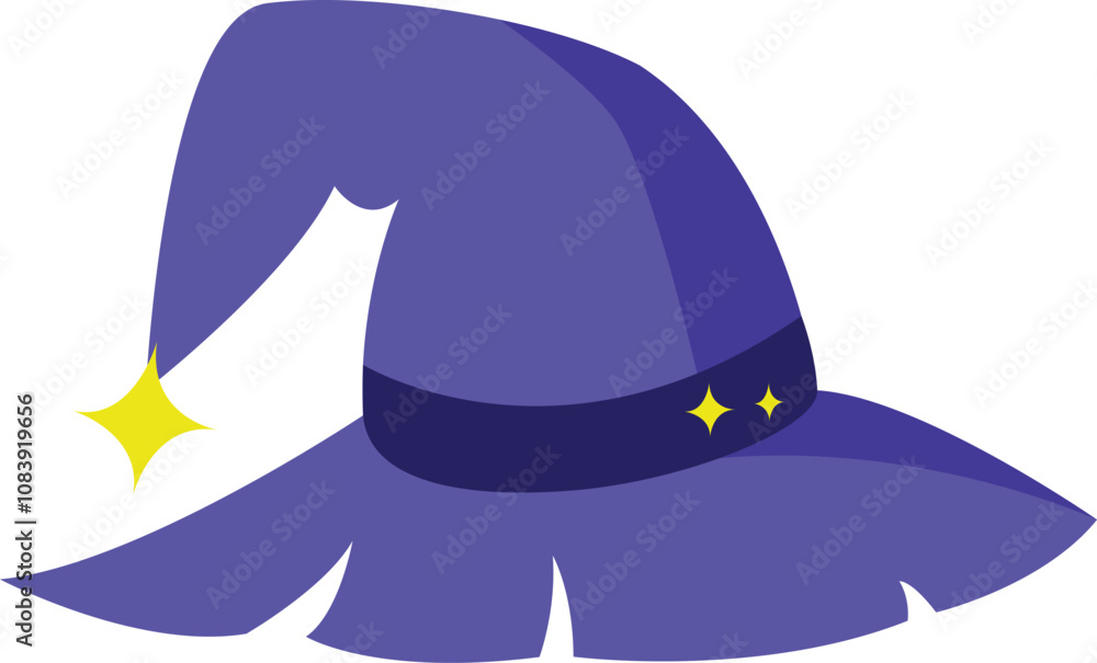Fototapeta premium Purple Witch Hat with Stars