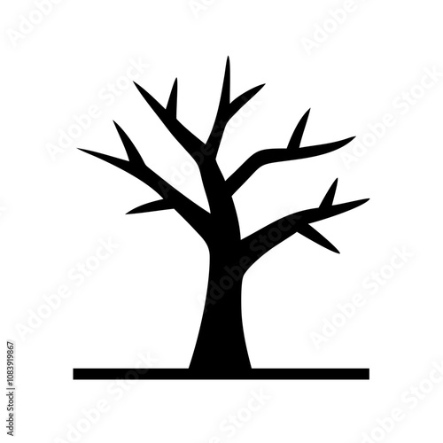 A withered, dry tree waiting to die. Economic risk Pictogram 