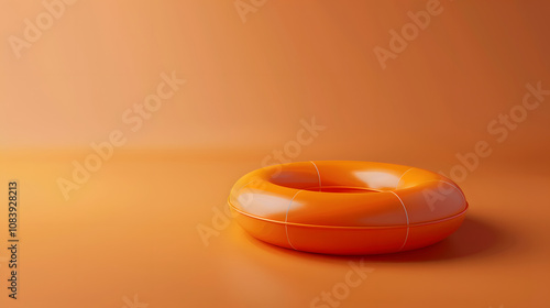 Modern 3D Render of Blank Inflatable Floater on Solid Color Background. photo