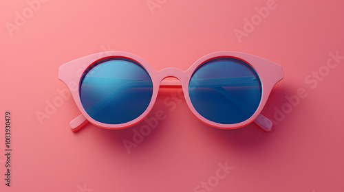 Modern 3D Render of Blank Sunglasses Model Isolated on Solid Color Background. photo