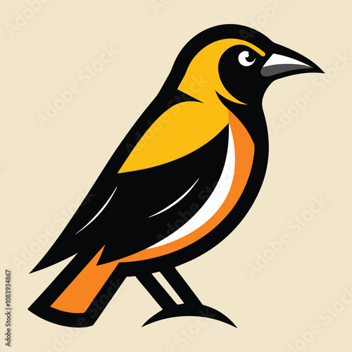 Solid color Hooded Oriole animal vector design