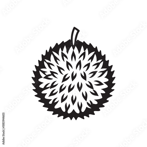 Engrave Durian silhouette vector illustration