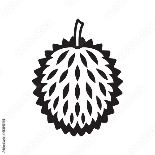 Engrave Durian silhouette vector illustration