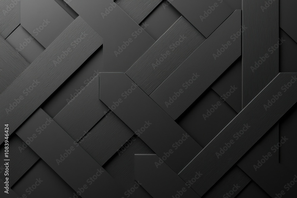 Fototapeta premium A textured background featuring woven black strips, showcasing a modern and sleek design with varying finishes and patterns.