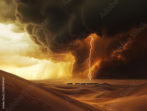 Storm approaching riders desert landscape photography dramatic environment wide view nature's power photo