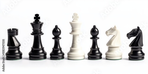 Wallpaper Mural Elegant Arrangement of Black and White Chess Pieces Capturing Strategy and Tactics in a Classic Board Game Environment Torontodigital.ca