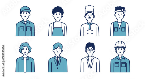 様々な職業の男性のシンプルなイラストセット