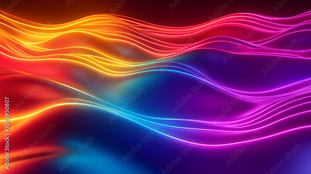 Fototapeta premium Vibrant Neon Waves Abstract Background 