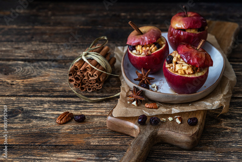 Red Baked Apples Stuffed Cottage Cheese Walnuts