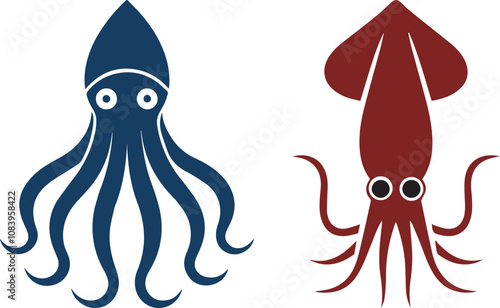 Sign squid, Squid logo, Symbol squid Isolated on white background. Logo squid. Vector illustration