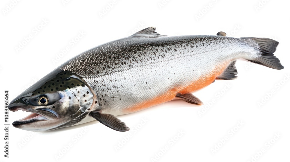 Obraz premium Salmon falling down isolated on white background