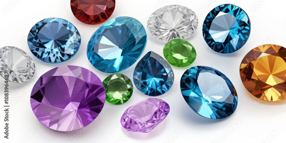 Fototapeta premium A collection of colorful gemstones displayed on a white background.