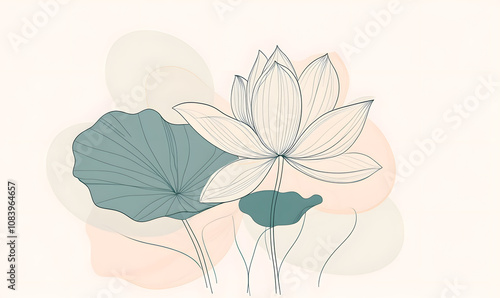 modern 2D doodle cartoon flower concept with open space for text, featuring whimsical floral and leafy elements on crisp white backgrounds.