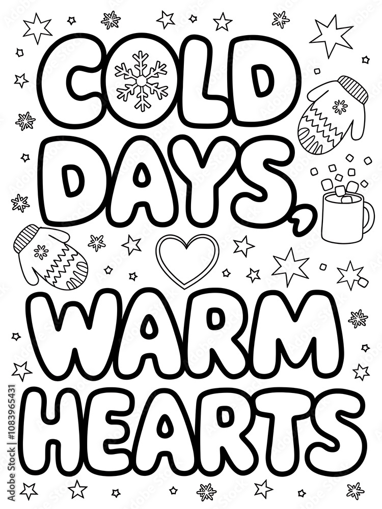 Fototapeta premium Whimsical winter-themed coloring page designs featuring cozy and cheerful elements.