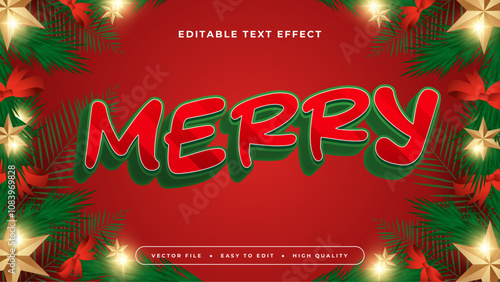 Red Green And Gold Merry 3d Editable Text Effect - Font Style
