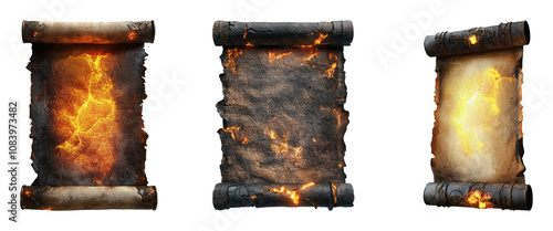Fiery Scrolls on Transparent Background for Design Use