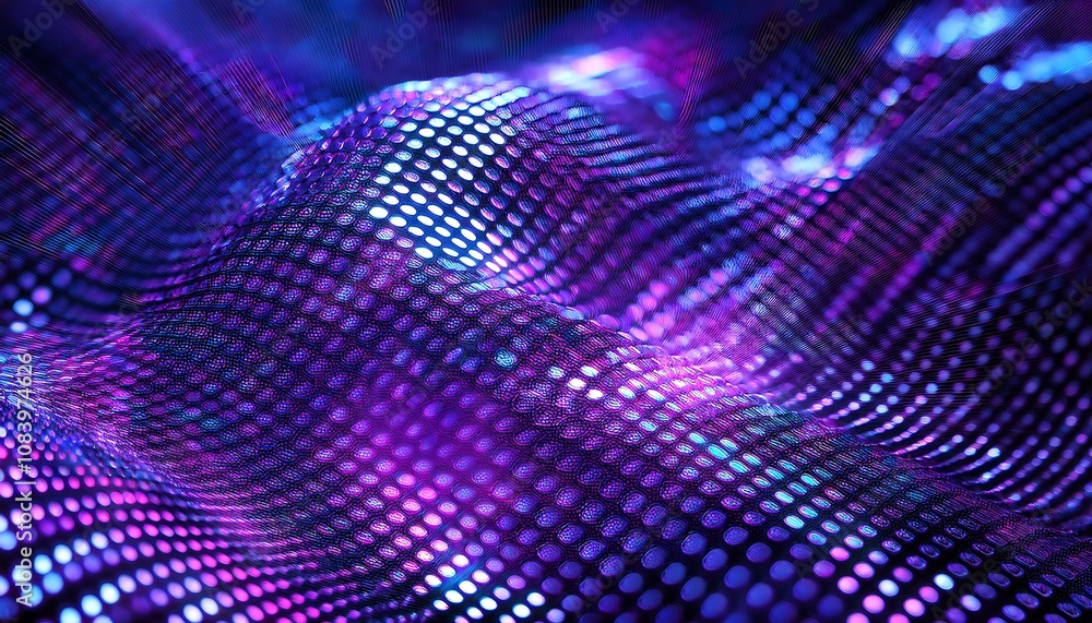Obraz premium Holographic Dot Pattern 3D Illustration Purple Light Design Art