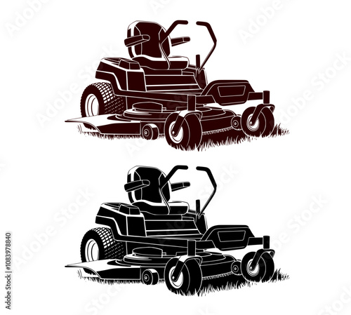 Zero Turn Lawn Mower Lawn Care silhouette illustration with grass