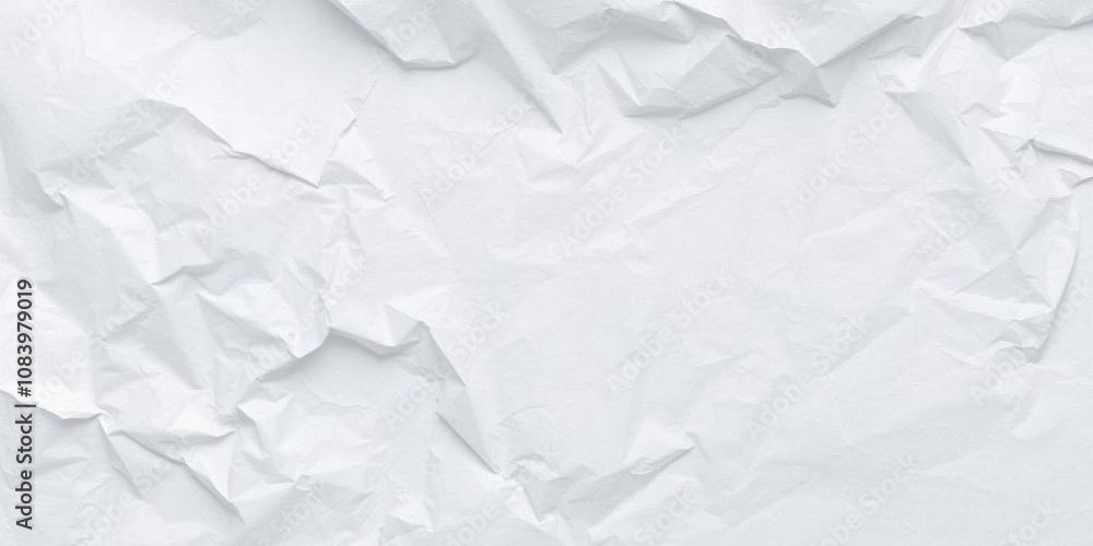 Fototapeta premium Close up of crumpled white paper with soft shadows, surface, close up, paper