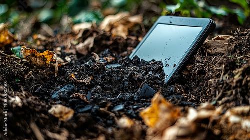 Wallpaper Mural Biodegradable tablet breaking down in a compost pile, sleek eco-friendly design Torontodigital.ca