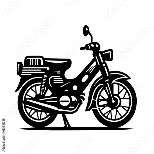 Classic Motorcycle Silhouette Vector – Vintage Bike Design with Retro Style for Iconic Transportation Art Projects