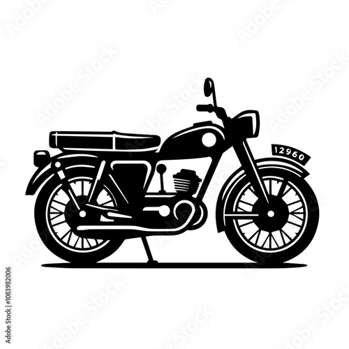 Classic Motorcycle Silhouette Vector – Vintage Bike Design with Retro Style for Iconic Transportation Art Projects