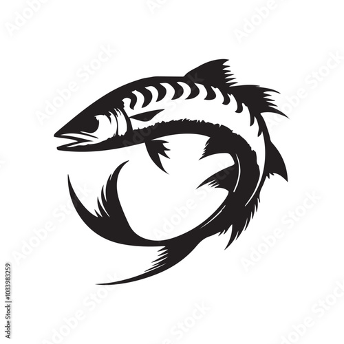 Mackerel fish silhouette vector on a white background