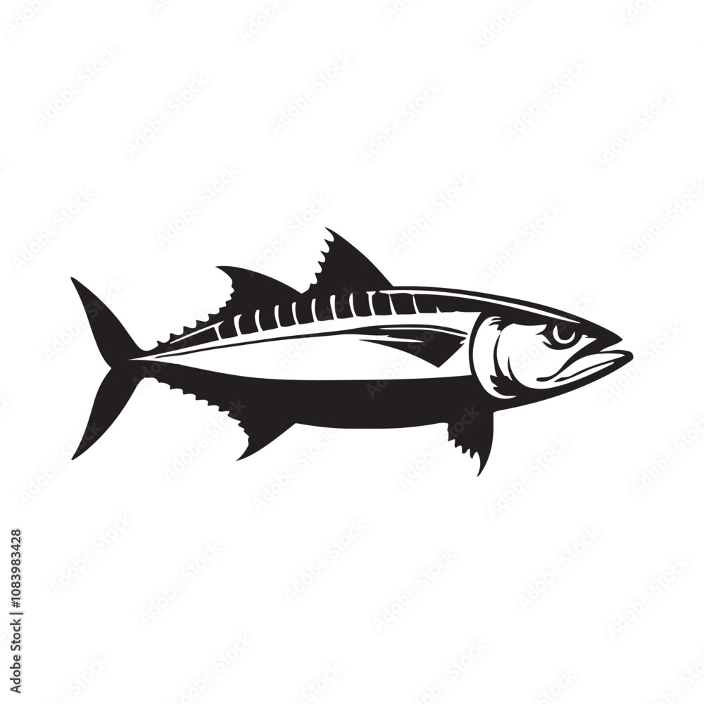 Obraz premium Mackerel fish silhouette vector on a white background