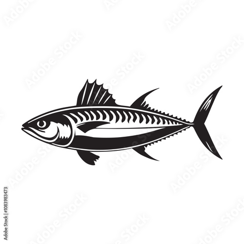 Mackerel fish silhouette vector on a white background