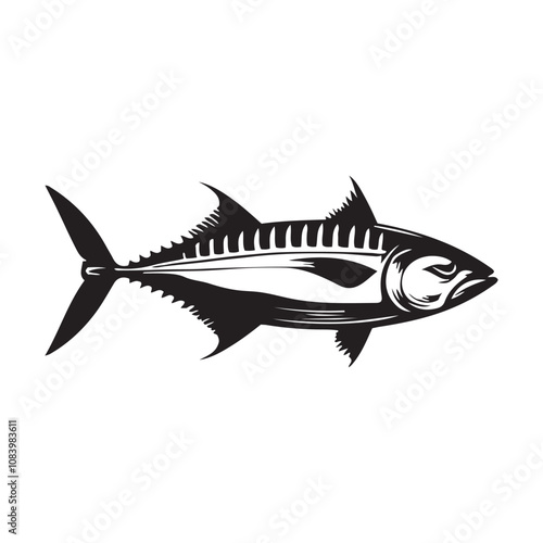 Mackerel fish silhouette vector on a white background