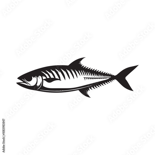 Mackerel fish silhouette vector on a white background