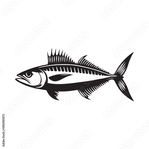 Mackerel fish silhouette vector on a white background