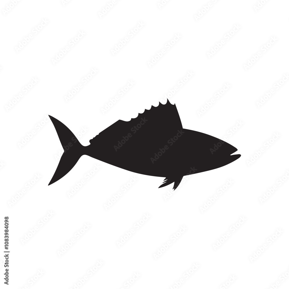 Obraz premium Mackerel fish silhouette vector on a white background