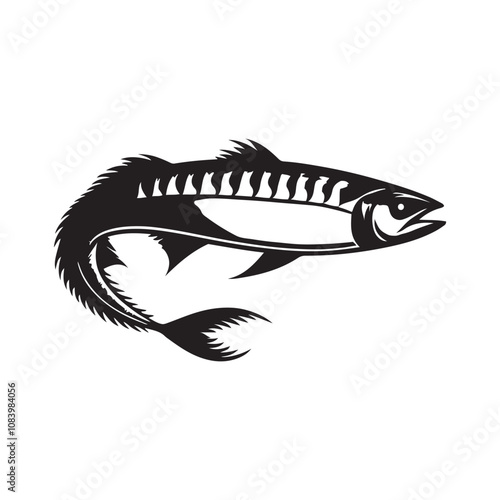 Mackerel fish silhouette vector on a white background