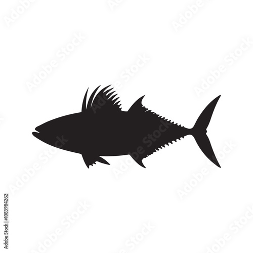 Mackerel fish silhouette vector on a white background