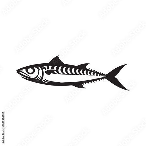Mackerel fish silhouette vector on a white background