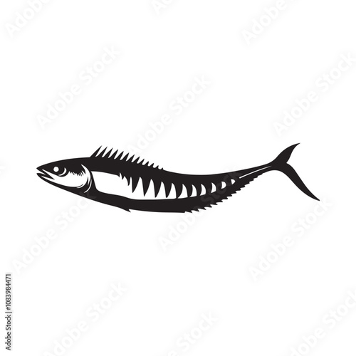 Mackerel fish silhouette vector on a white background