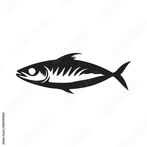 Mackerel fish silhouette vector on a white background