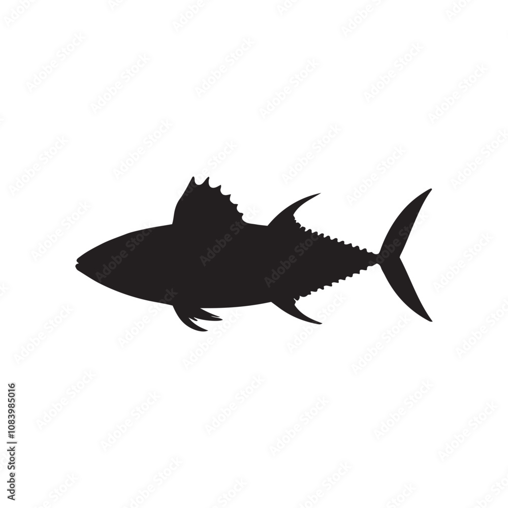 Obraz premium Mackerel fish silhouette vector on a white background