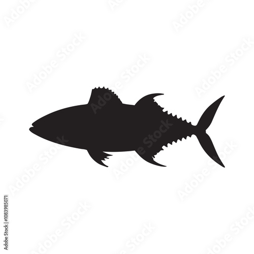 Mackerel fish silhouette vector on a white background