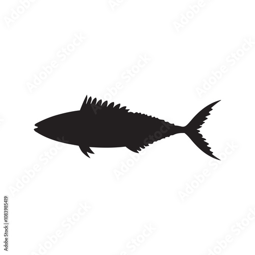 Mackerel fish silhouette vector on a white background