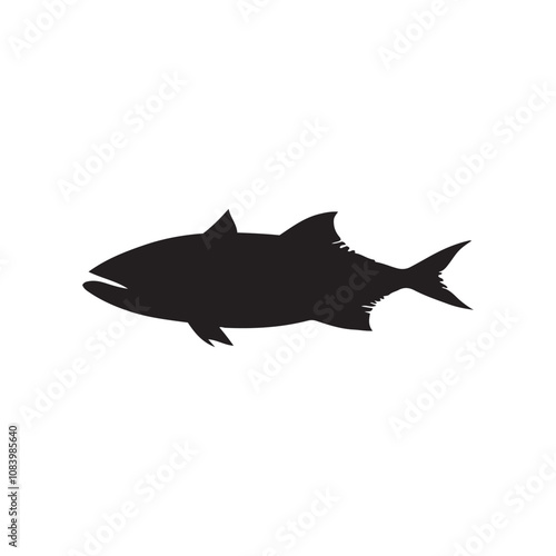 Mackerel fish silhouette vector on a white background