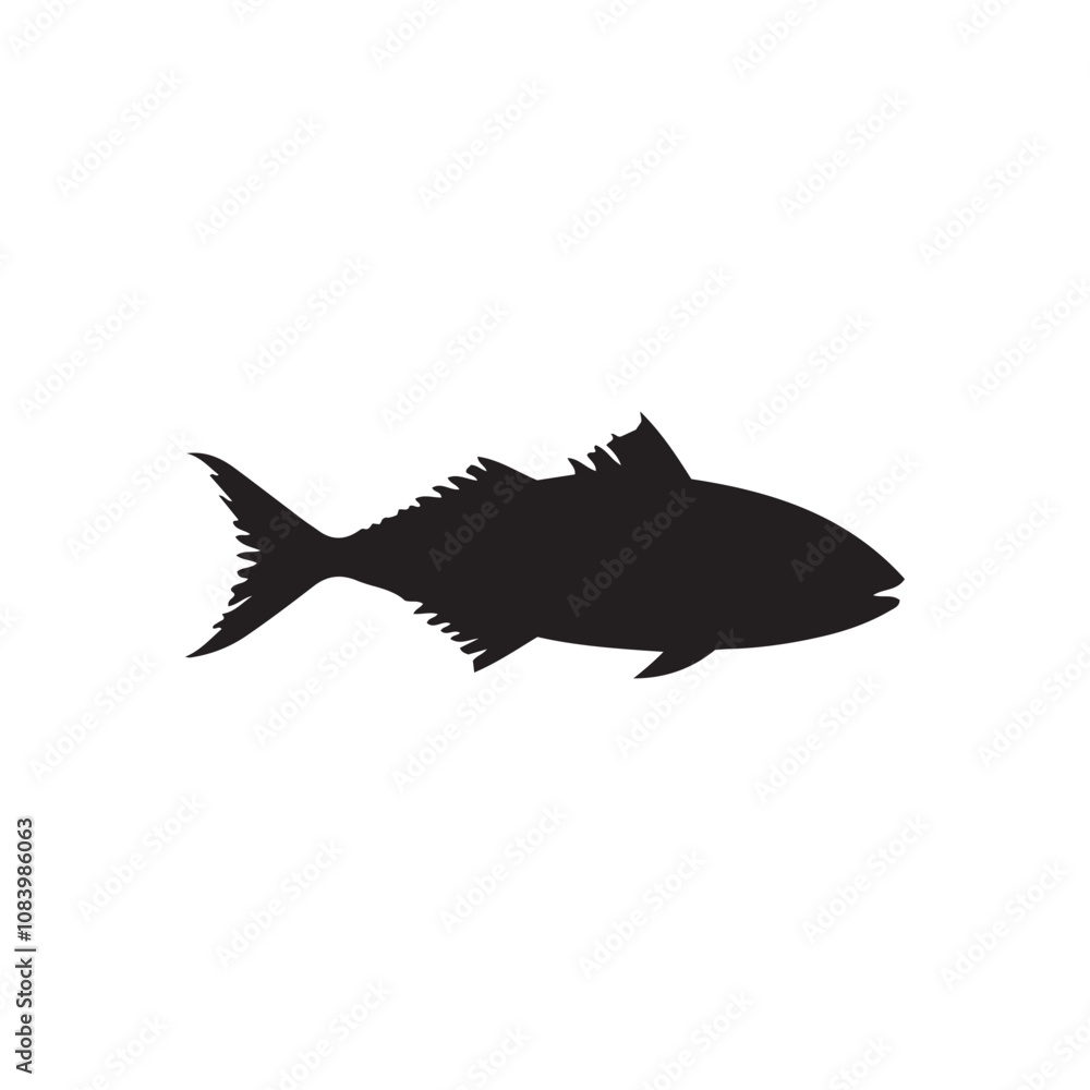 Obraz premium Mackerel fish silhouette vector on a white background