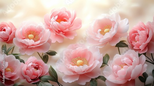 Beautiful Pink Peonies Blooming in a Soft Dreamy Background
