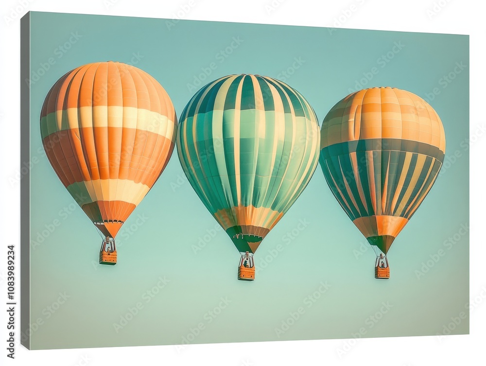 Obraz premium colorful hot air balloons floating in a clear sky