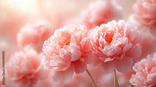 Beautiful Pink Peonies Blooming in a Soft Dreamy Background