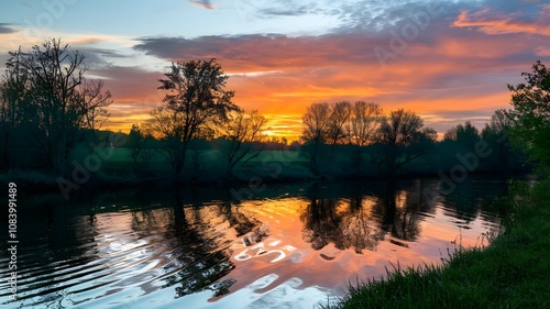 Wallpaper Mural sunset over the river Torontodigital.ca