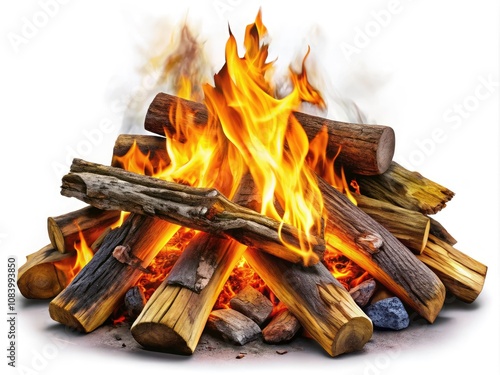 Wallpaper Mural Campfire Set Isolated on White Background, Realistic Fireplaces for Outdoor Adventures, Cozy Gatherings, and Camping Essentials, High-Quality PNG Images for Creative Projects Torontodigital.ca